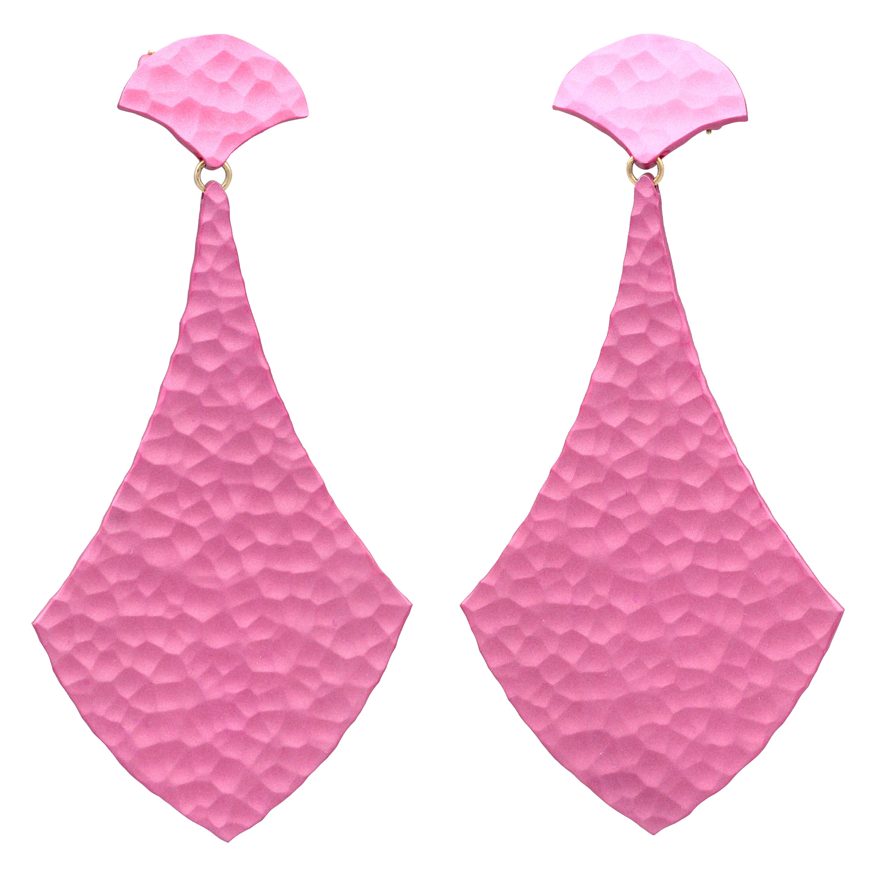 JAR - Pendants d'oreilles en forme de bouclier martelé de couleur fuchsia