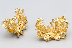 Jar Large Gold Tone Tickle Me Feather Earrings