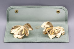 JAR Large Golden Fig Leaf Earrings