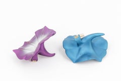 JAR Morning Glory Aluminum and 18 Karat Gold Flower Earrings