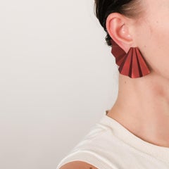 JAR Pair of Burgundy Aluminum 'Fan' Earclips