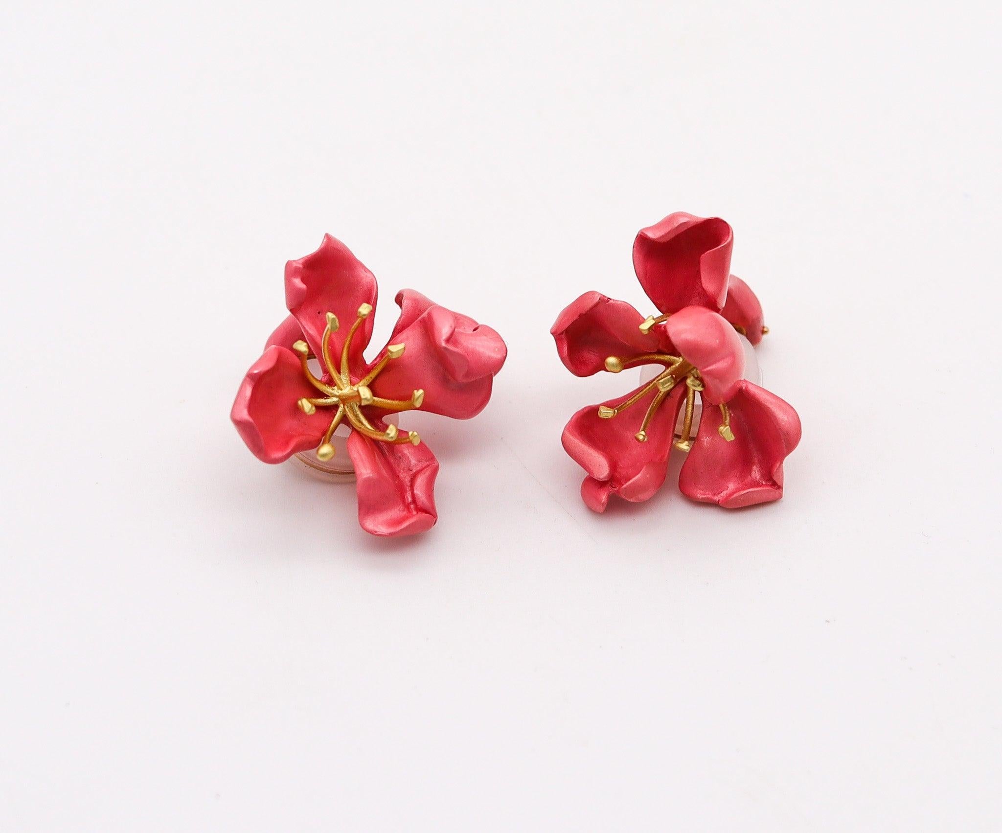 Pair of clips-on earrings designed by JAR Paris.

These are a splendid pair of clips-on earrings, created in Paris France by the iconic luxury jewelry designer Joel Arthur Rosenthal known as JAR Paris. The fabulous earring has been crafted in