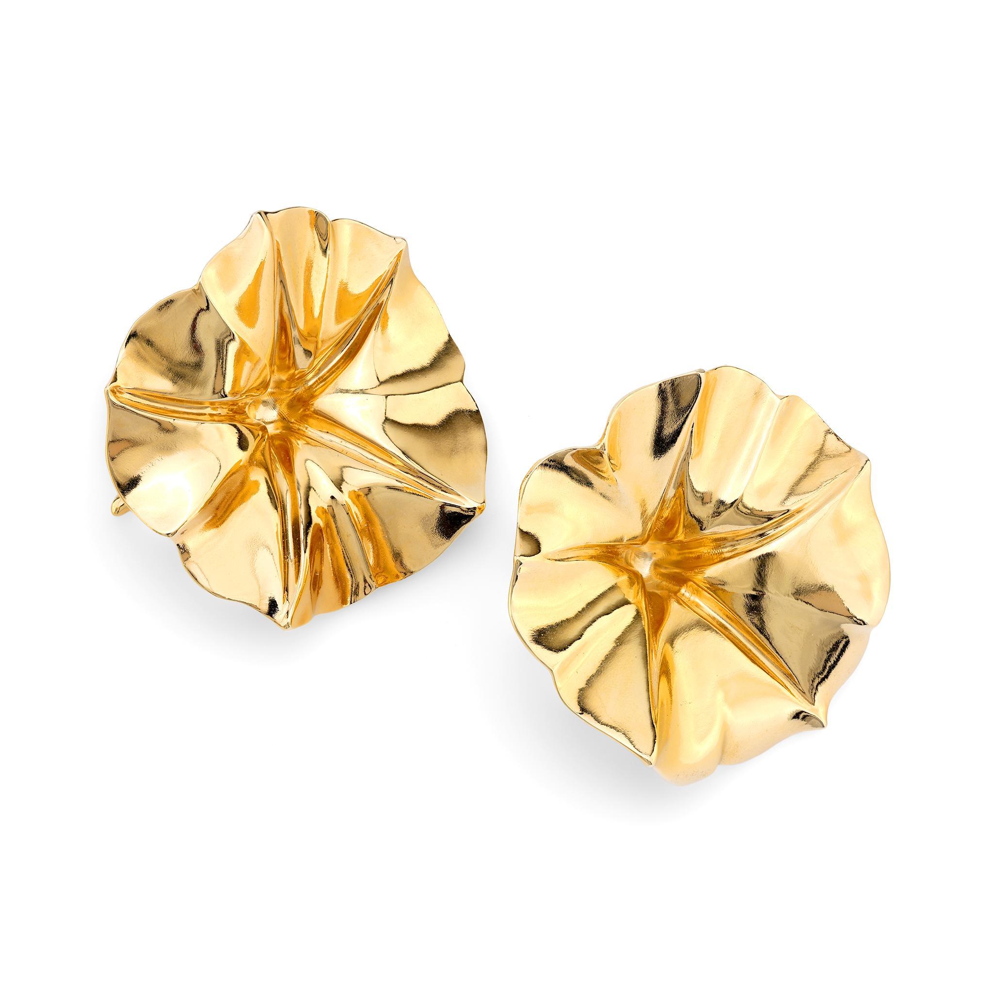 Pariser Ohrringe „Morning Glory“ aus Aluminium und 18k Gelbgold in Pariser Aluminiumglas (Zeitgenössisch)