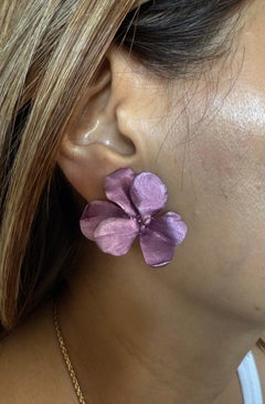 JAR Paris Anodized Aluminum 18k Gold Pansy  Ear Clip Earrings