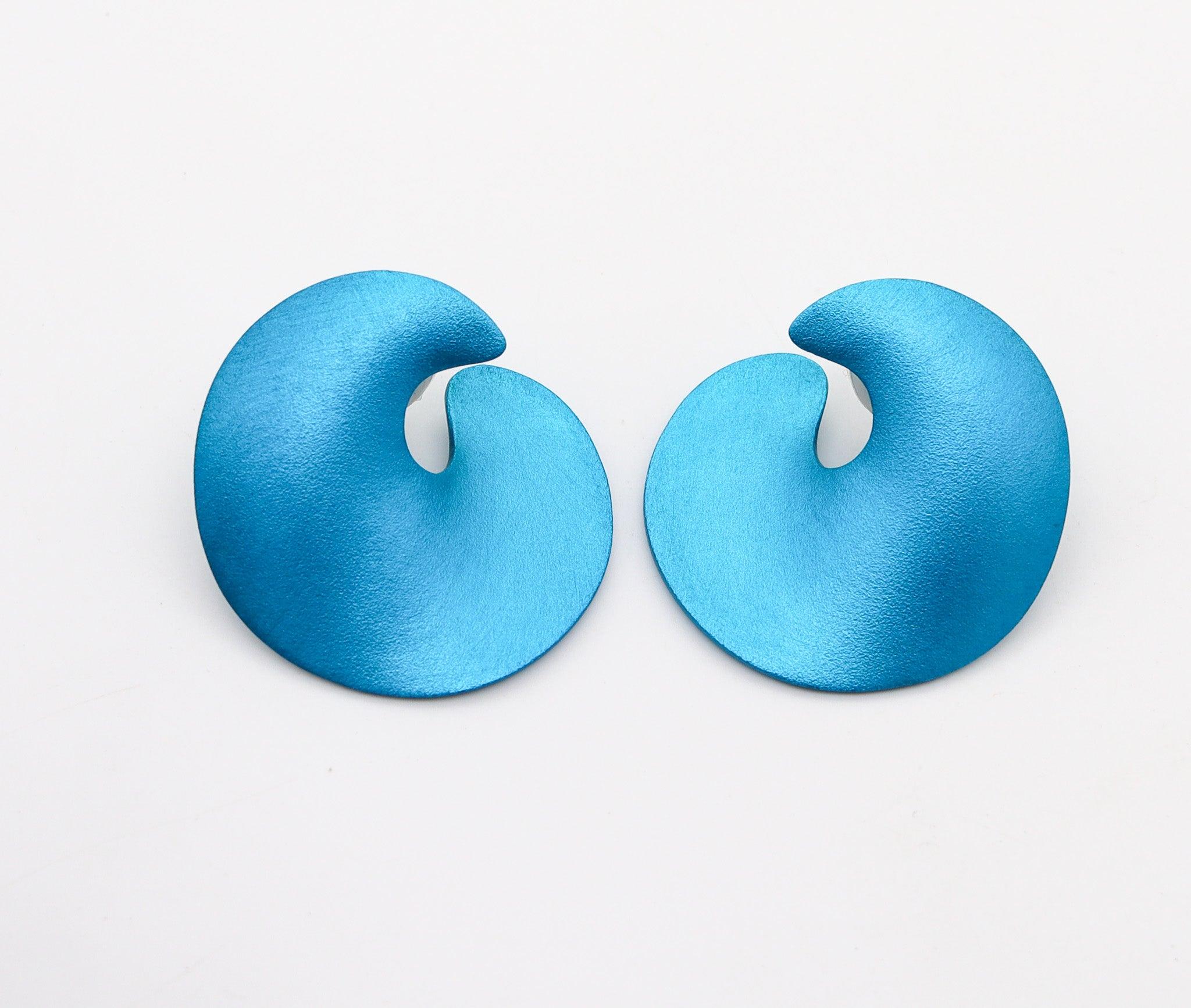 Pair of clips-on earrings designed by JAR Paris.

These are a splendid pair of clips-on earrings, created in Paris France by the iconic luxury jewelry designer Joel Arthur Rosenthal known as JAR Paris. The fabulous earring has been crafted in blue
