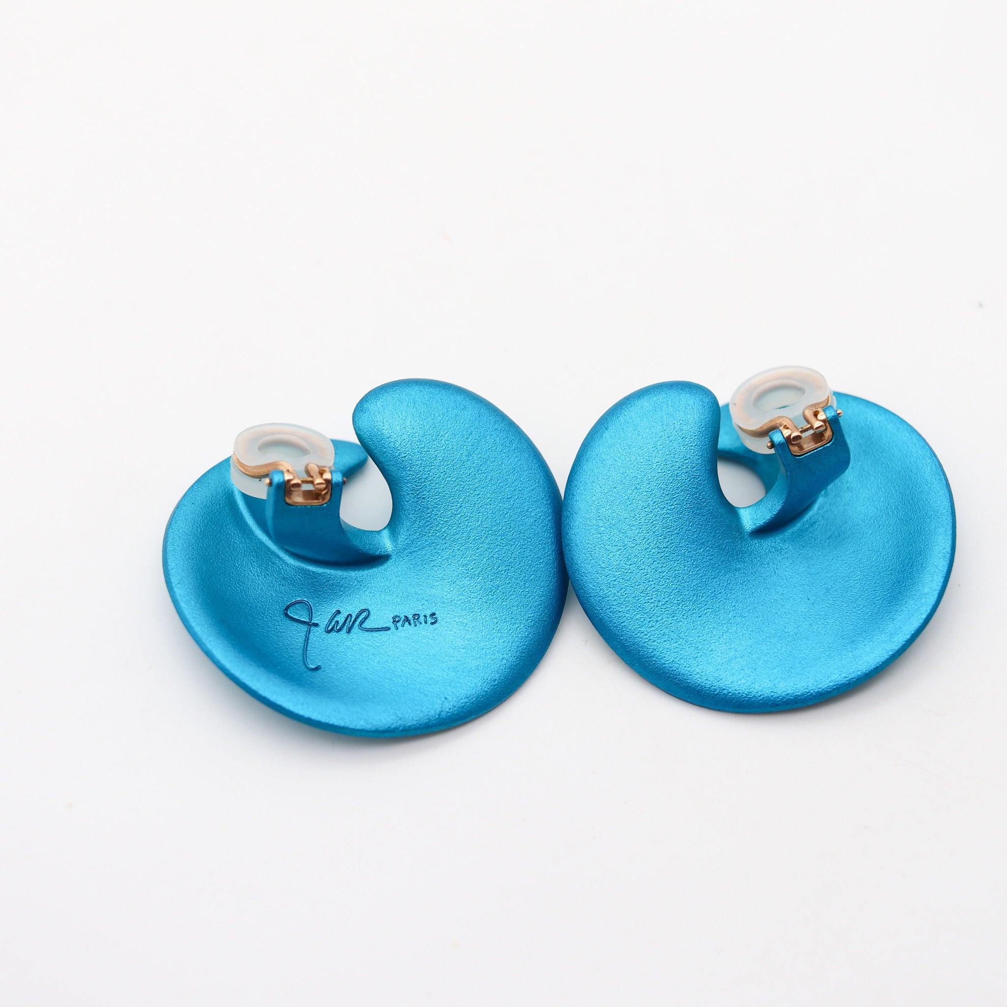 Women's JAR PARIS Blue Valerie Clips On Earrings In 18Kt Gold and Aluminum