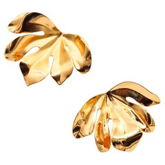 JAR PARIS Gold Fig Leaf Clips Earrings In 18Kt Gold and Aluminum