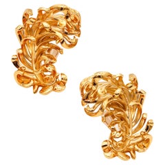 JAR PARIS Golden Feathers Clips On Earrings In 18Kt Gold and Aluminum