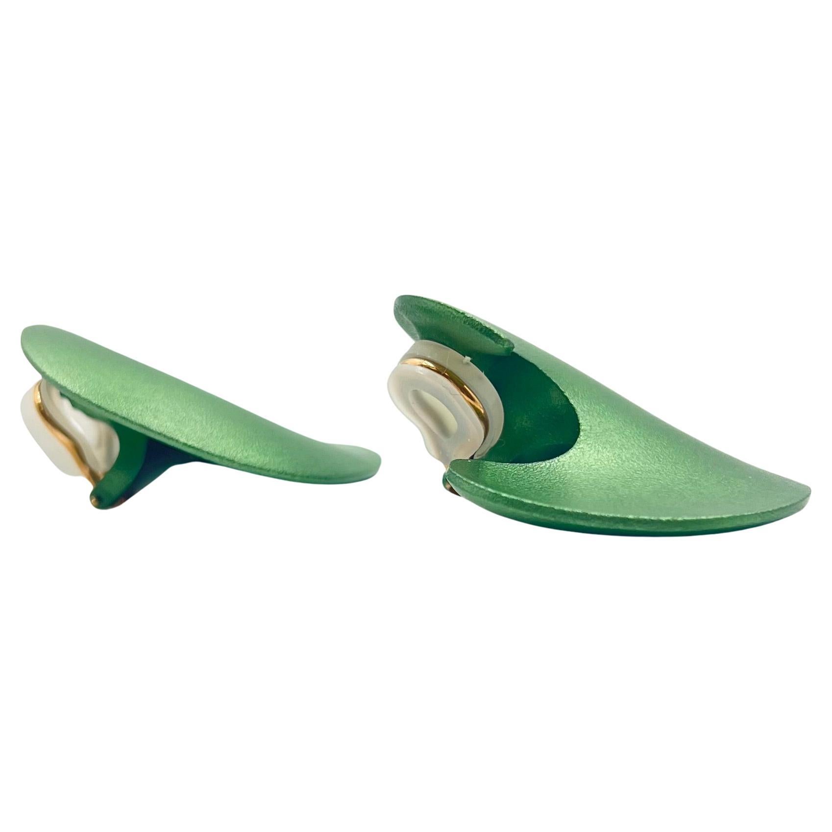 JAR París Verde Aluminio Oro Valerie Clip Pendientes Moderno en venta
