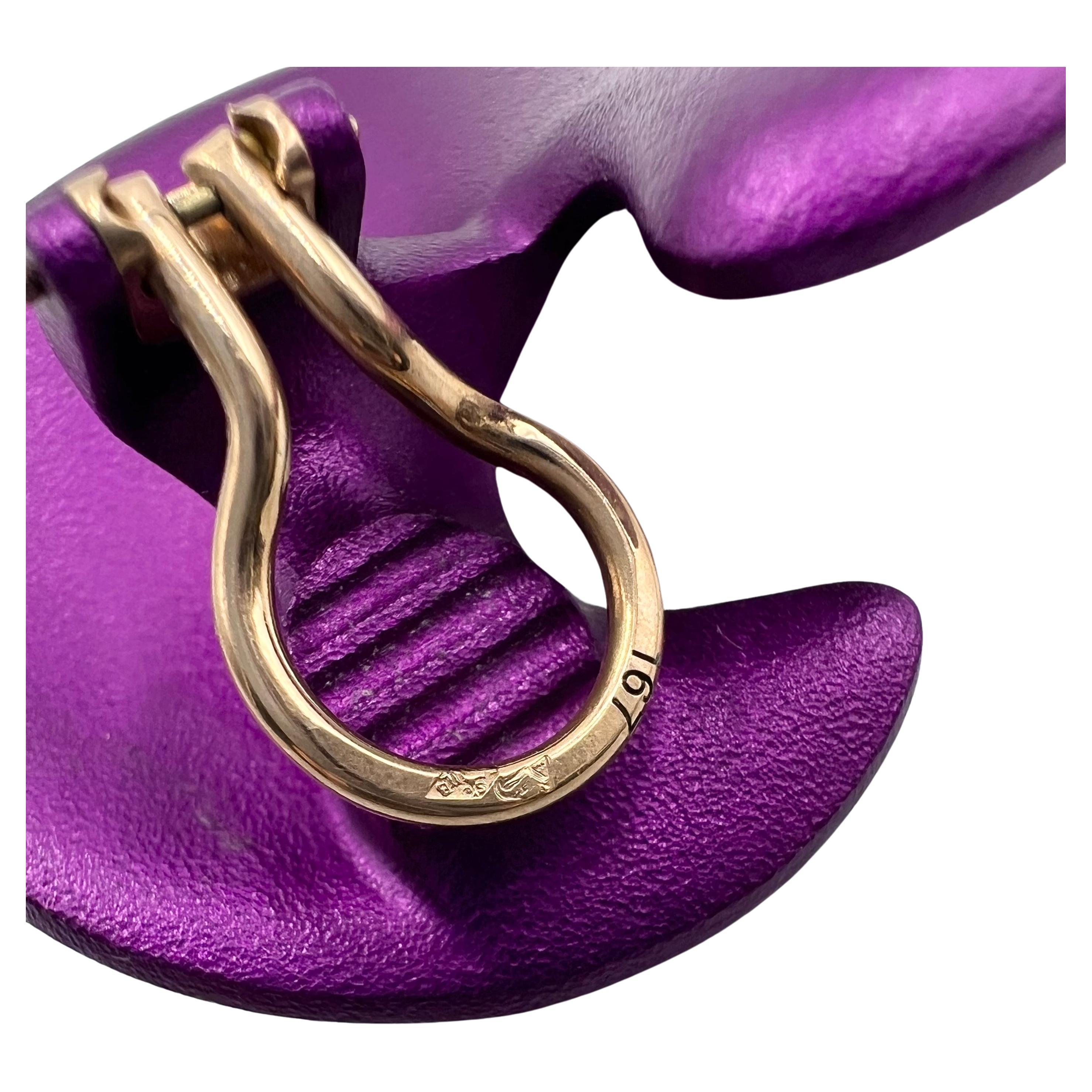 Women's JAR Paris Magenta Aluminum Gold Valerie Clip Earrings For Sale