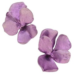 JAR Paris Purple Pansy Flower Earrings