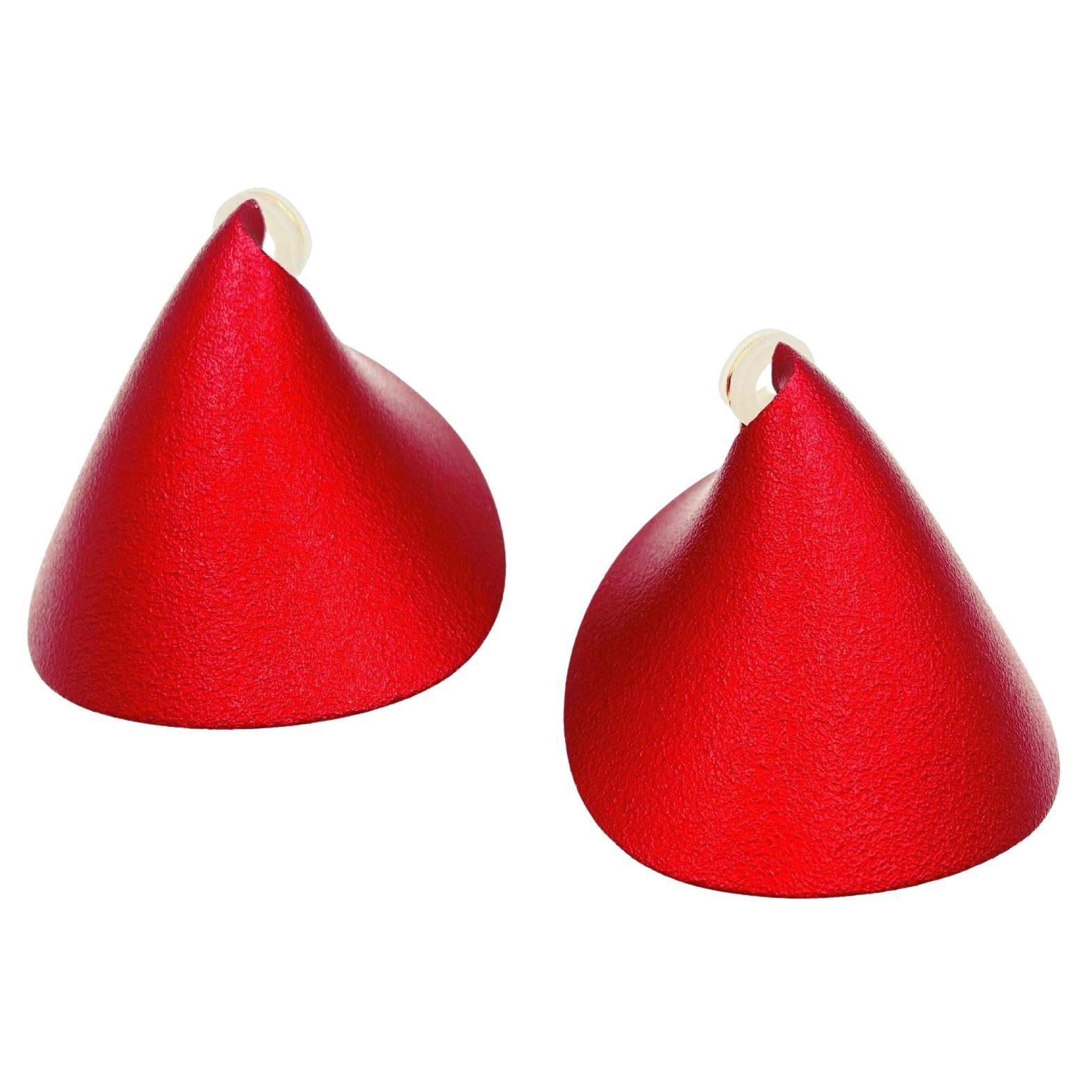 Modern JAR Paris Red Aluminum Gold Voiles Clip Earrings For Sale