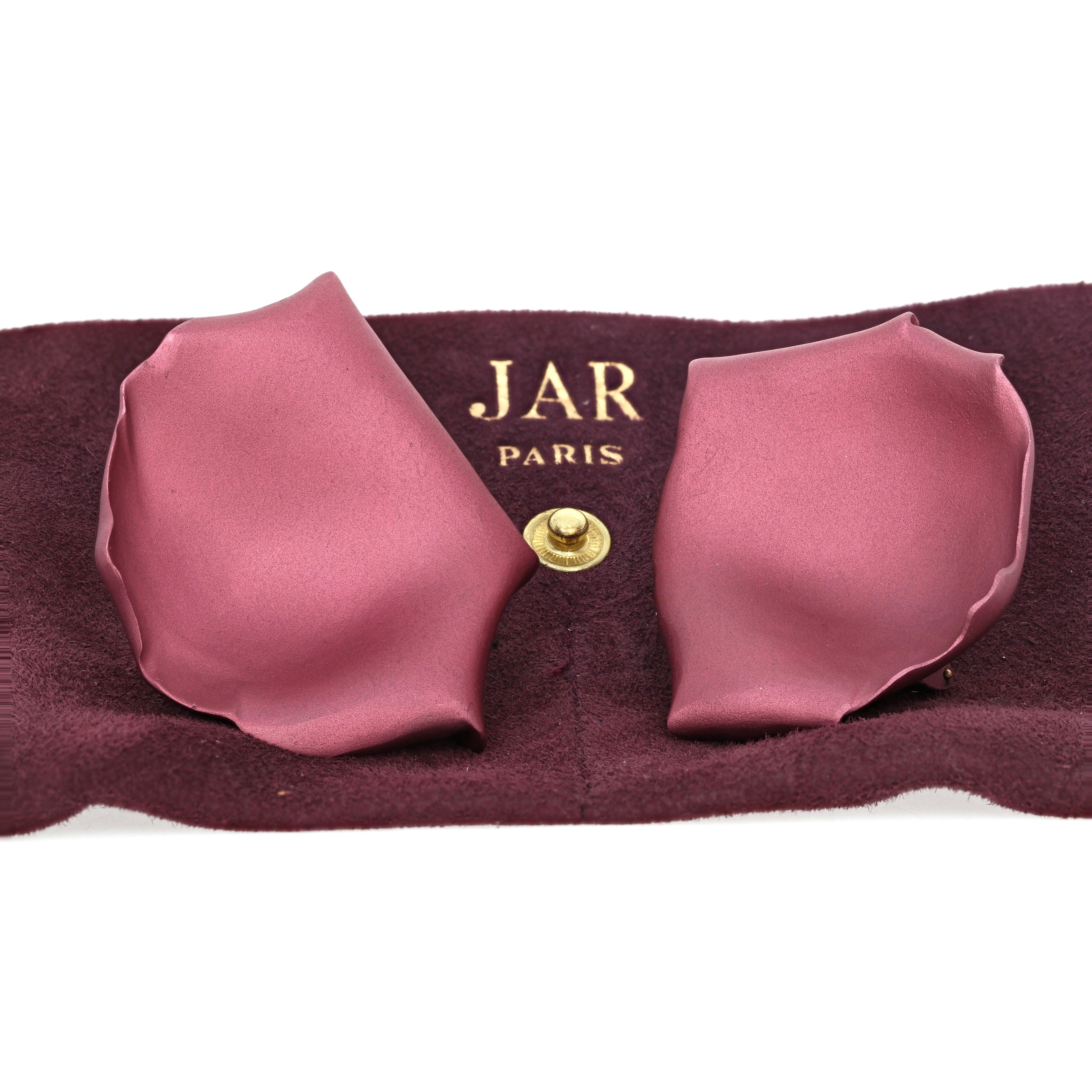 JAR Paris Sculpted Aluminum Rose Petal Clip-On Earrings In Excellent Condition In Beverly Hills, CA