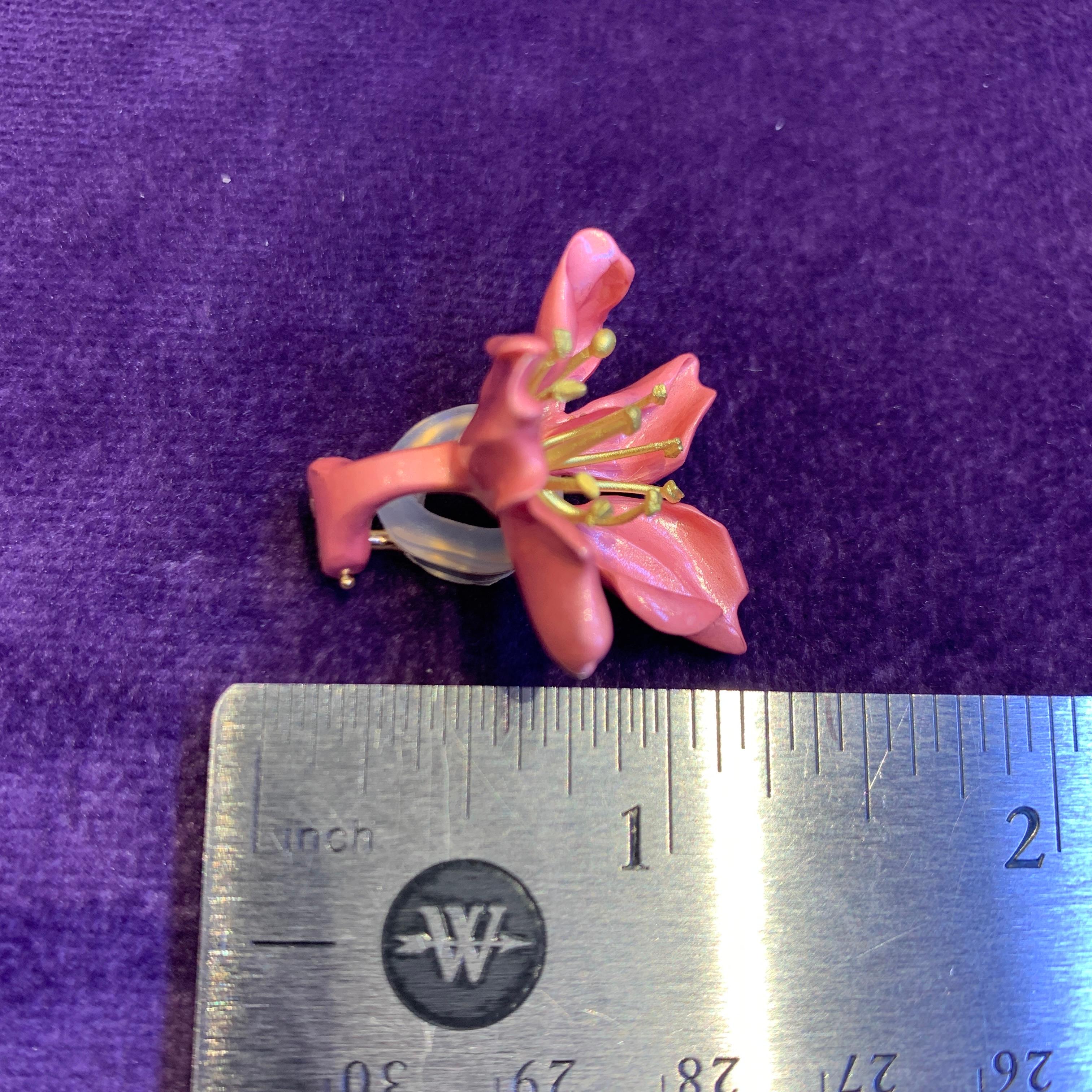 JAR Pink Almond Blossom Enamel Flower Earrings 7