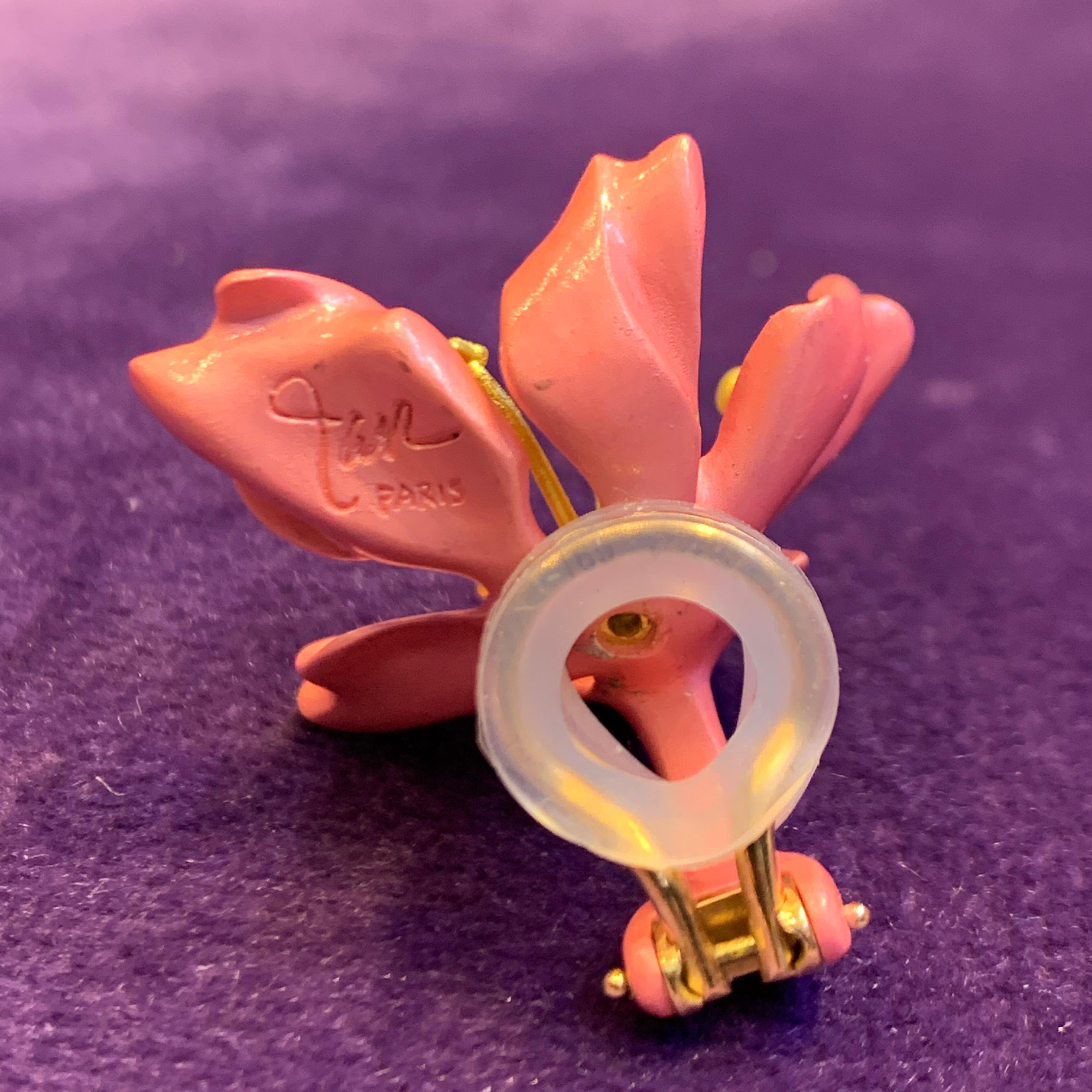 Women's JAR Pink Almond Blossom Enamel Flower Earrings