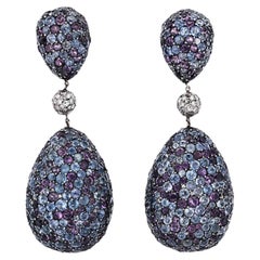 JAR, Boucles d'oreilles saphir-améthyste-diamant