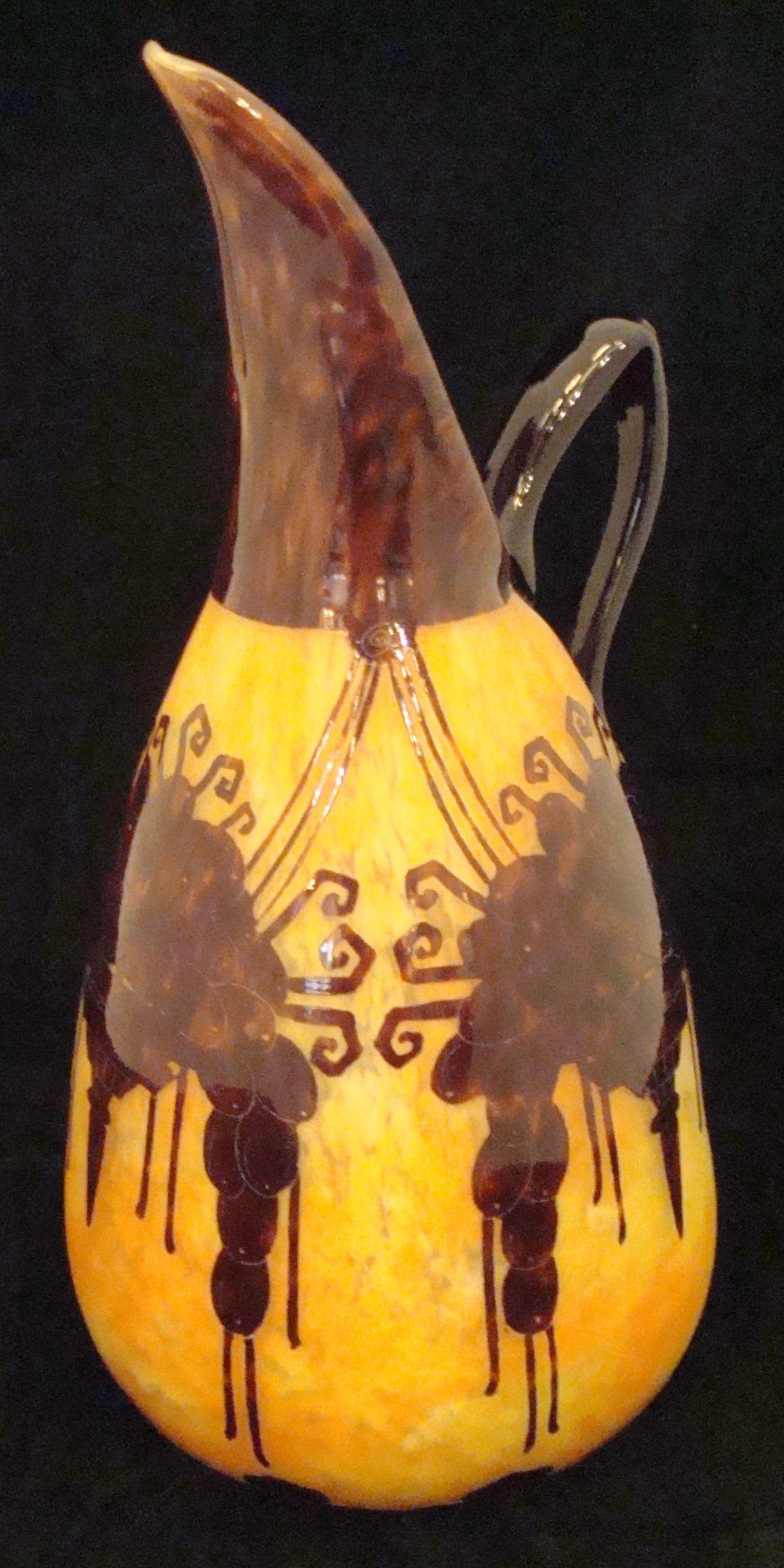 Art Glass  Jar Sign: Le Verre Francais  ( Decoration Muscats ), 1924,  Style: Art Nouveau For Sale