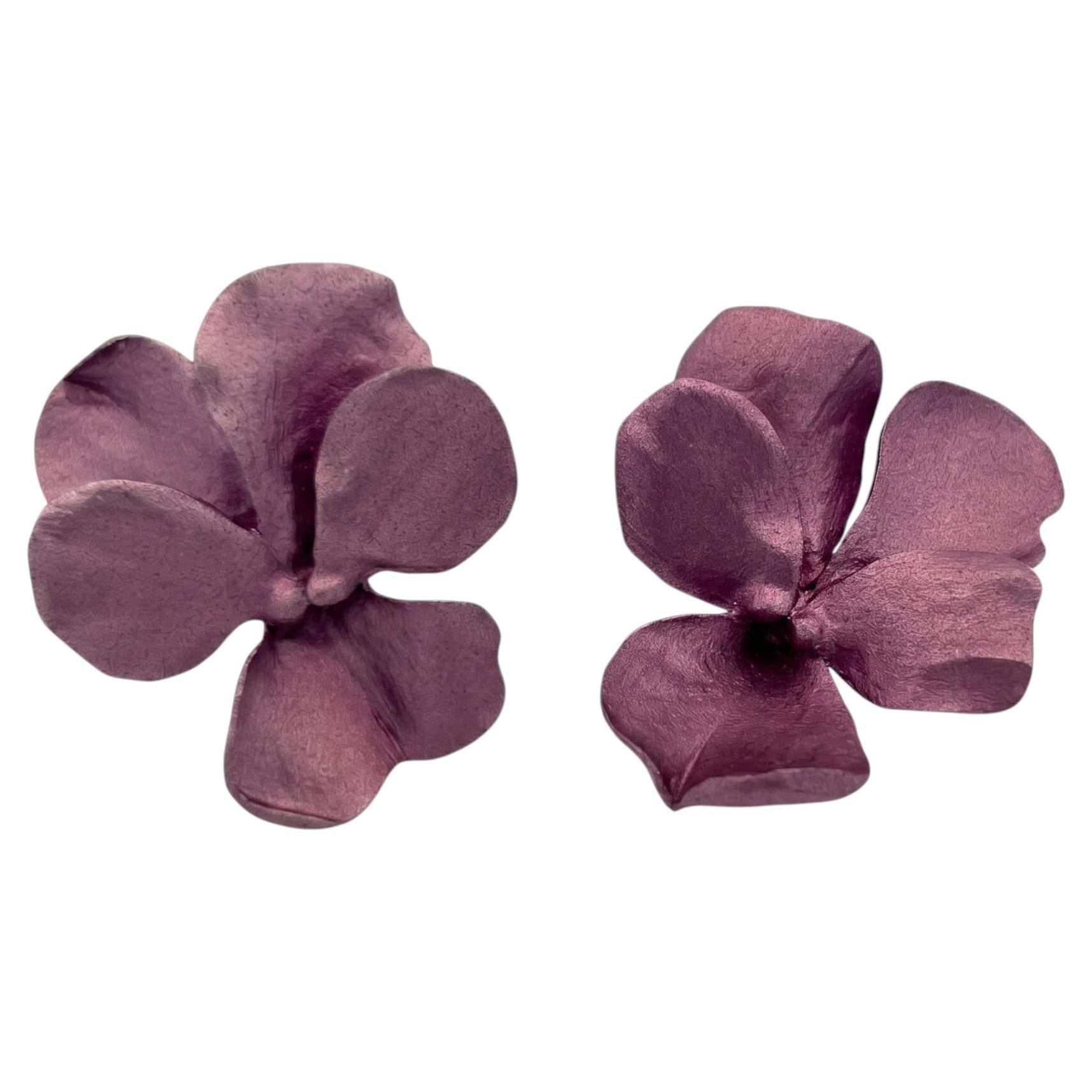 JAR Violet Aluminum Pansy Earrings