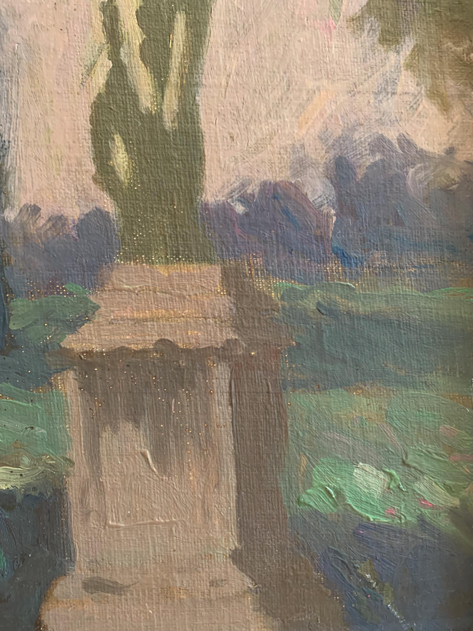 Jardin de Tuileries, paysage impressionniste ton sur ton de Stuart C. Henry Bon état - En vente à Brooklyn, NY