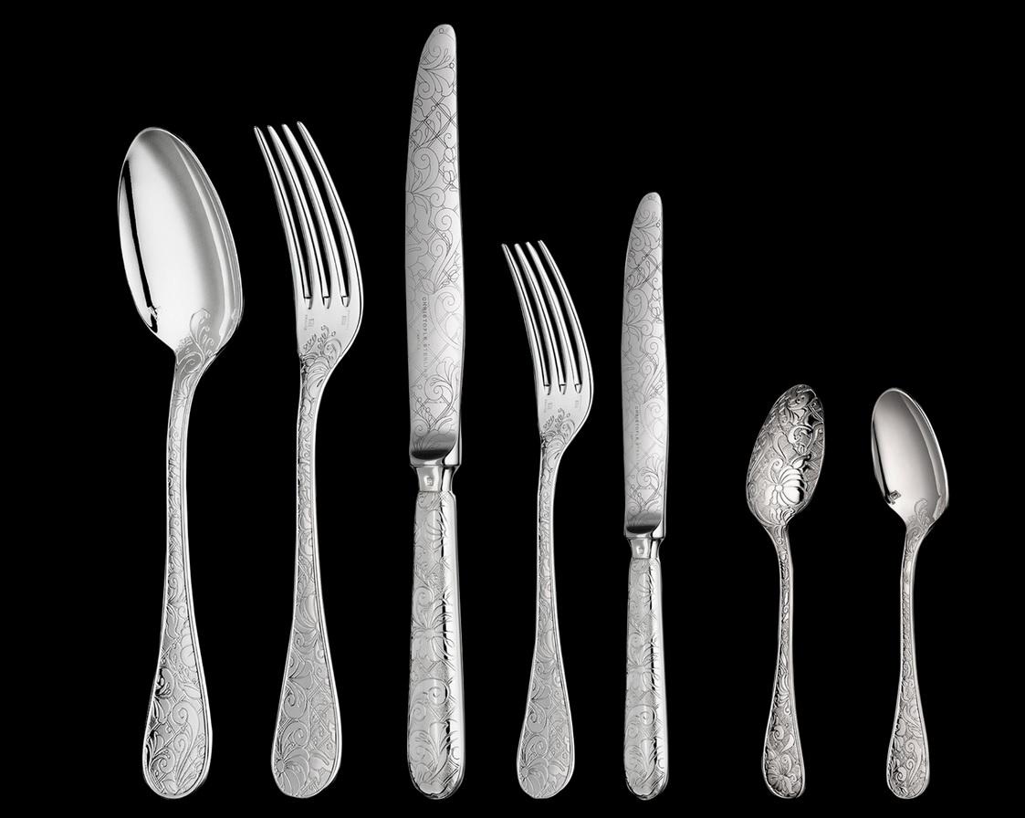 Contemporary Jardin D'Eden by Christofle 36-Piece Silver Plated Flatware Set 6 w/chest Dn New