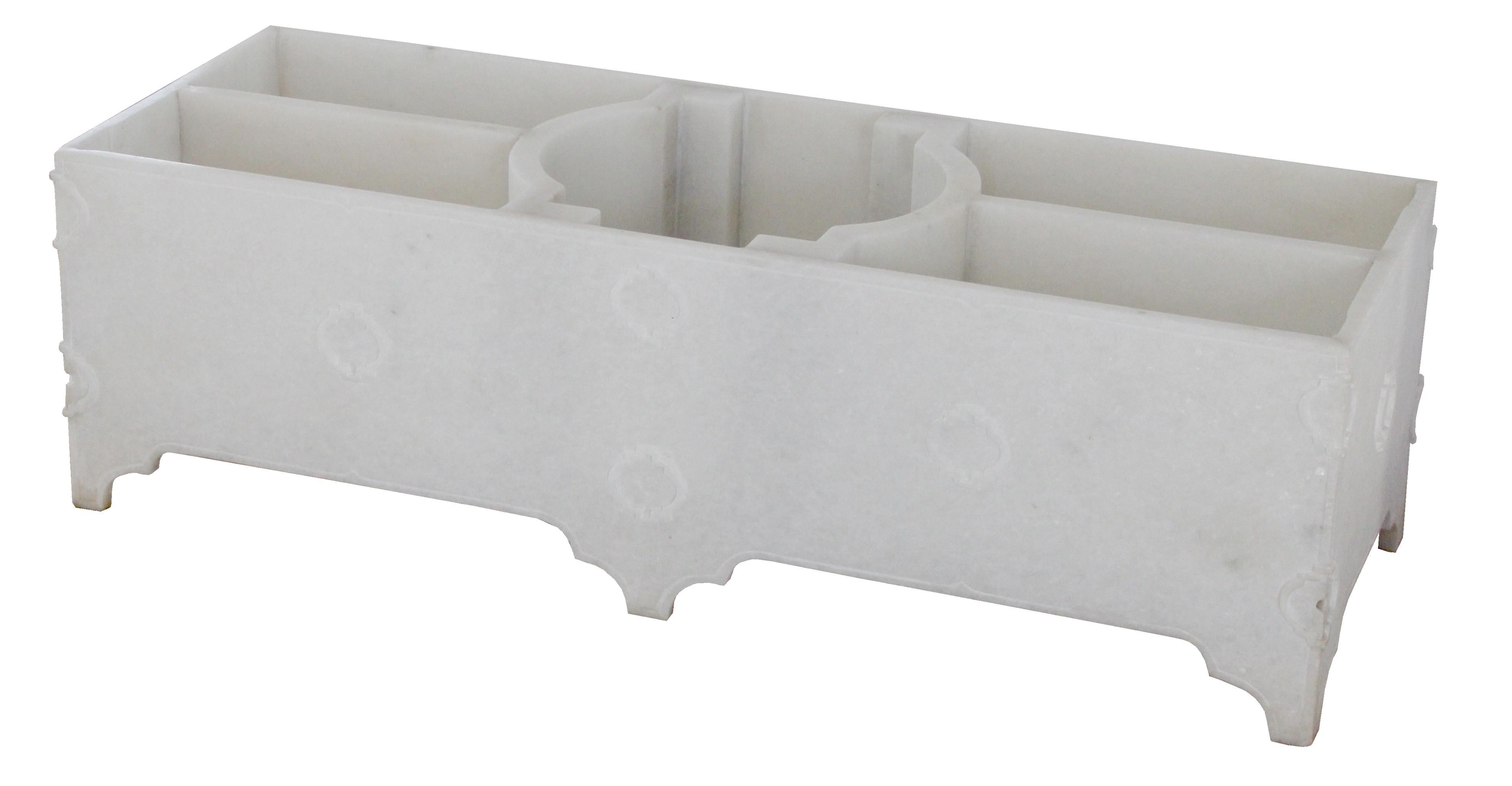 Indian Jardin Planter in White Marble by Paul Mathieu for Stephanie Odegard For Sale