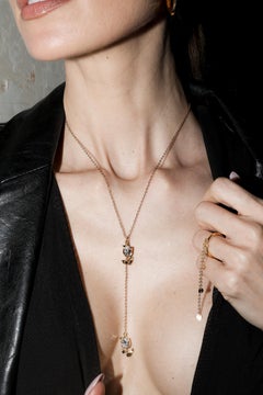 Jardin Sculptural Floral Crystal Lariat Halskette 14K Gold-Füllung
