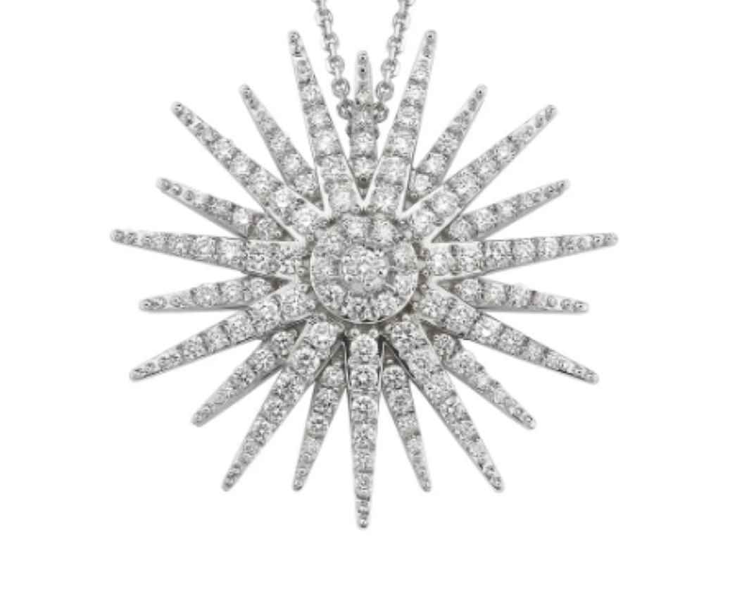 Jardin Weißgold-Halskette mit Stern-Diamant-Anhänger (Moderne) im Angebot