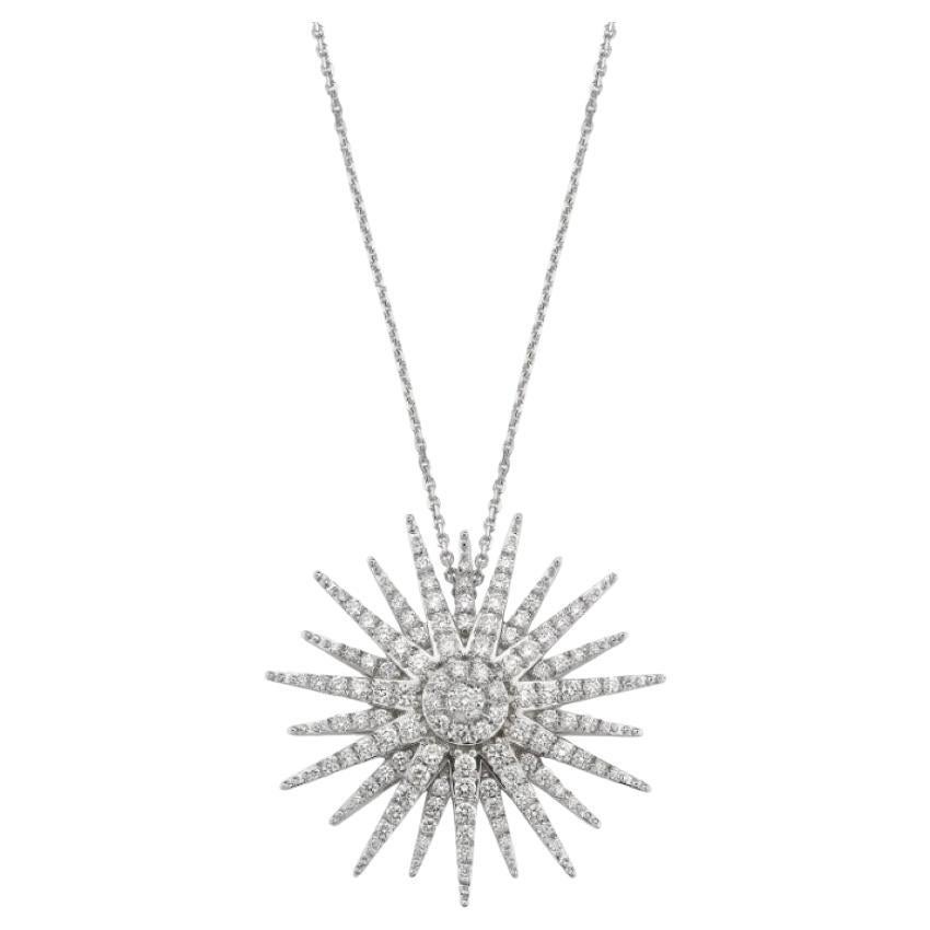 Jardin White Gold Star Diamond Pendant Necklace For Sale