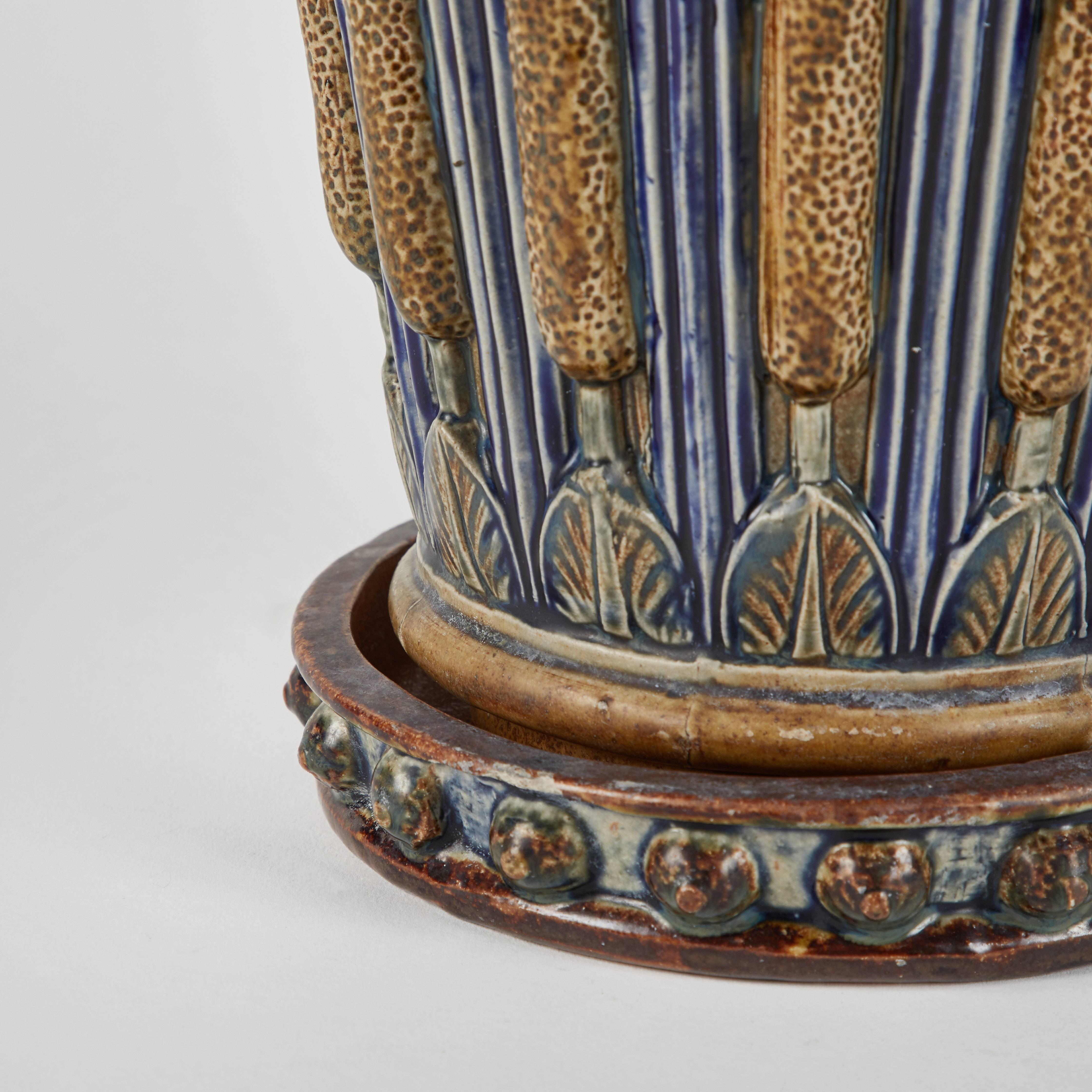 Early 20th century Arts and Crafts jardinière pot with drip tray.