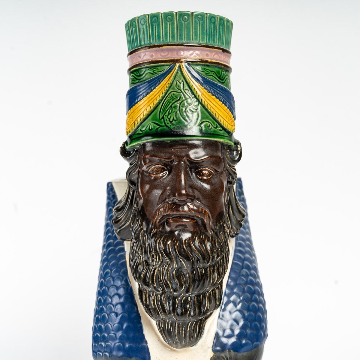 Napoleon III Jardinière in Barbotine from the 19th Century, Orientalist  For Sale