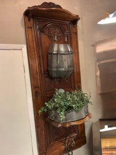 Jardiniere, wall mounted louis XV carved with pewter accents
