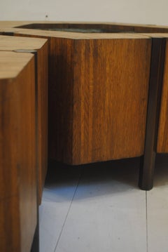 Jardinieres by Jules Wabbes Hexagonals in Light Wood, circa 1968-1969