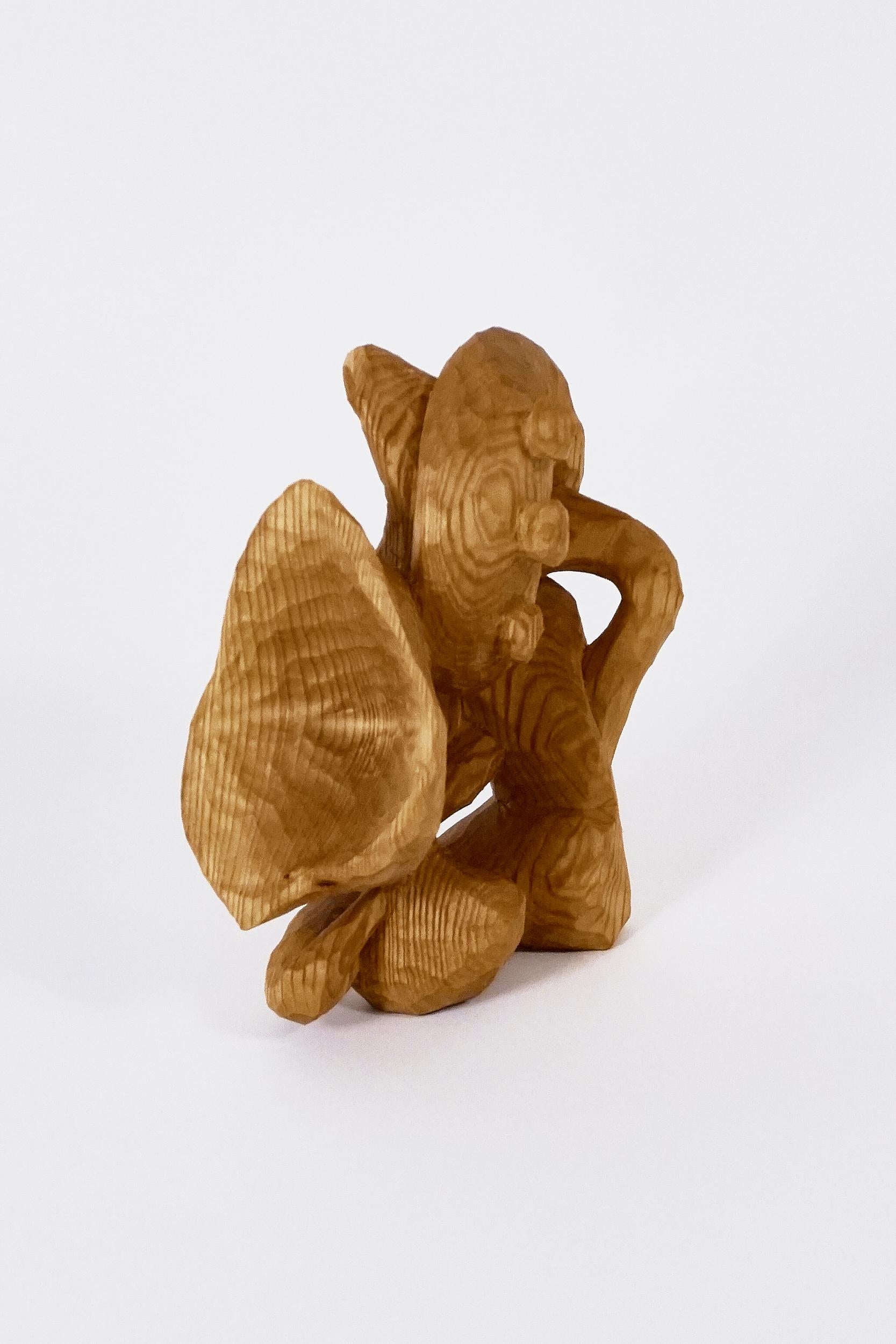 Jared Abner Abstract Sculpture - Carved Investigation Nine, Carved wood sculpture