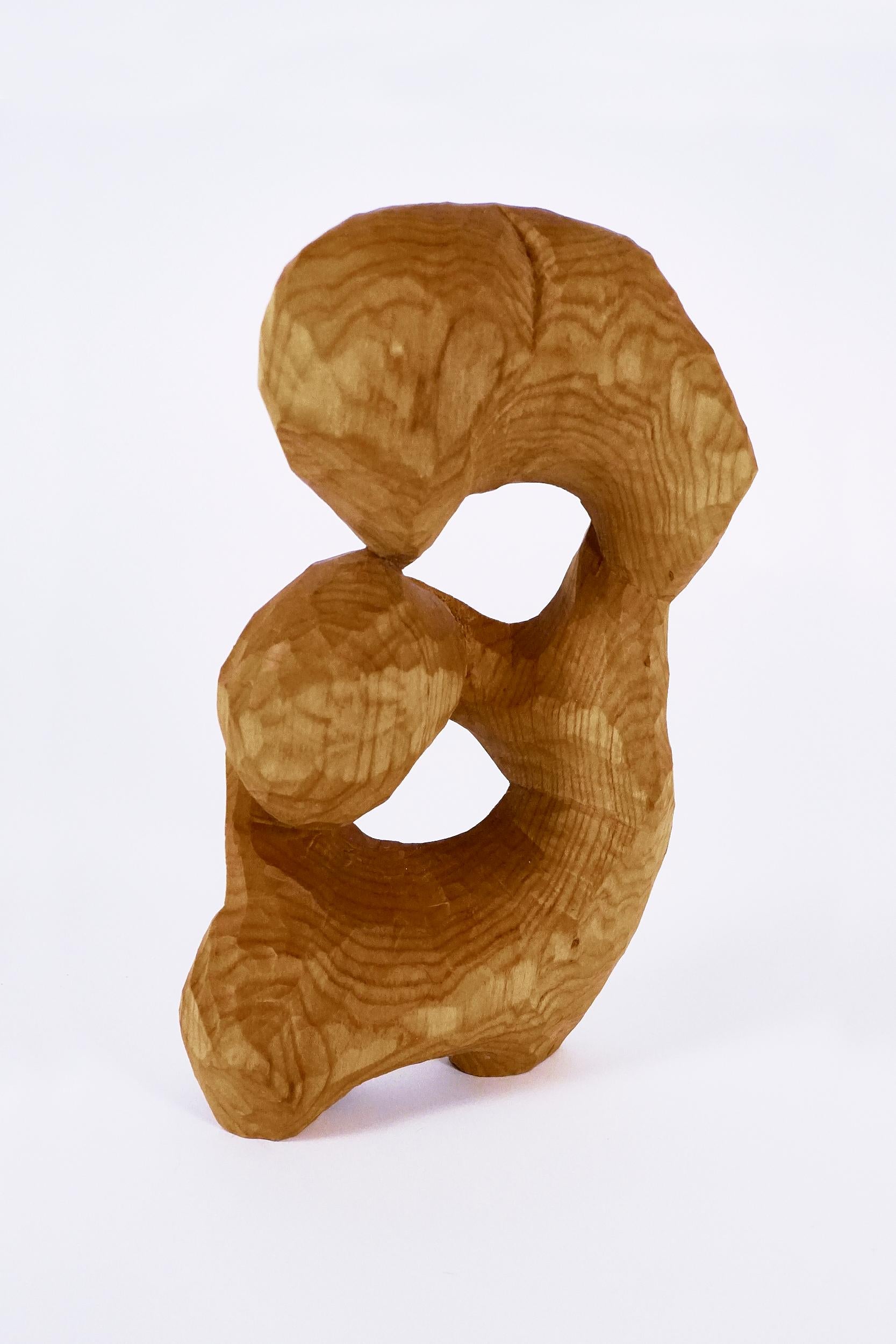 Jared Abner Abstract Sculpture - Carved Investigation One, Carved wood sculpture