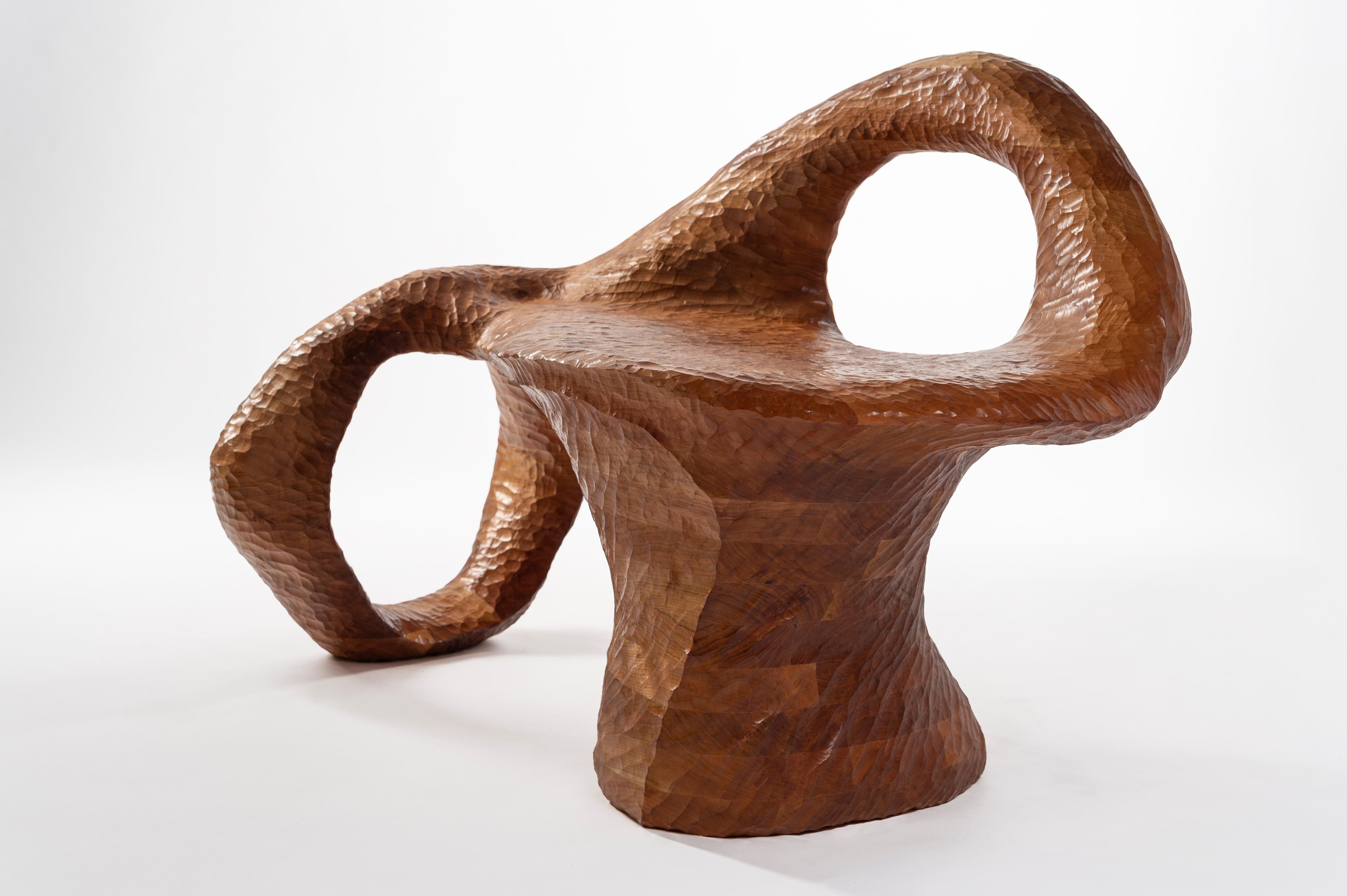 Chair, Carved wood sculpture - Sculpture by Jared Abner