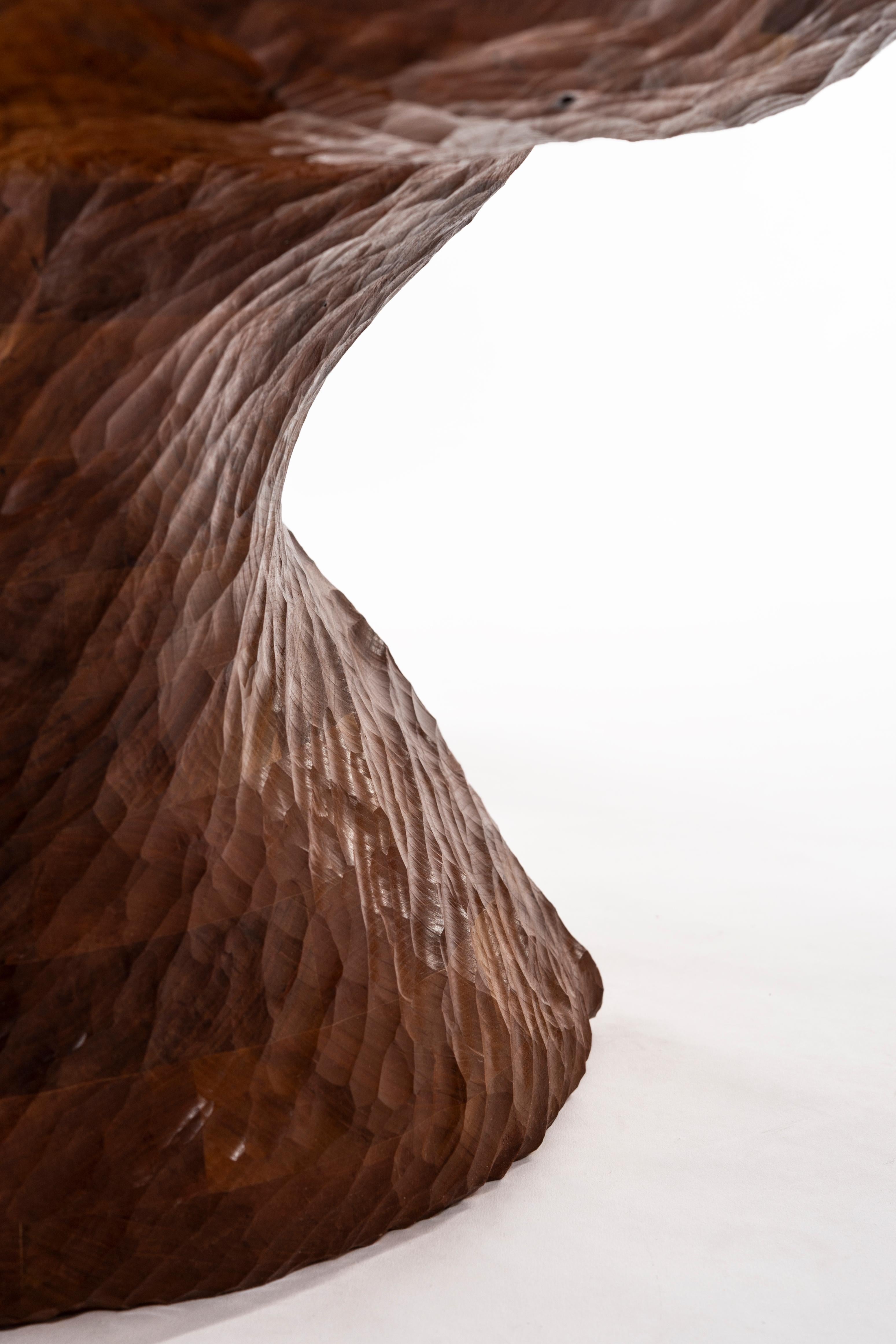 Chair, Carved wood sculpture - Brown Abstract Sculpture by Jared Abner