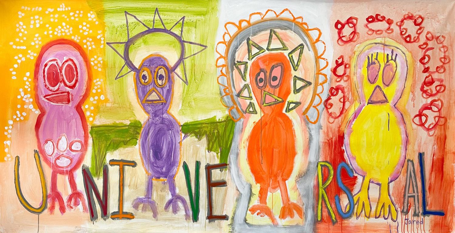Jared Bernstein Figurative Painting - Style of Basquiat "Universal" graffiti art 