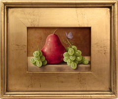 Red Pear, Green Grapes, Butterfly