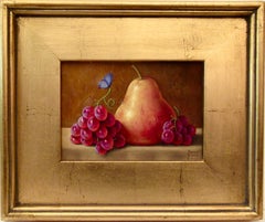 Yellow Pear, Red Grapes, Butterfly