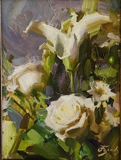 Sommerstrauß, Stillleben, Blumengemälde, Öl, Amerikanische impressionistische SW-Kunst