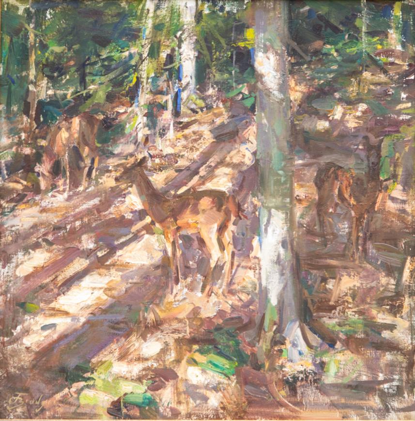 Woodland Encounter - Impressionist Painting by Jared Brady