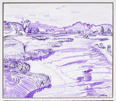 Crane Neck Long Island Modernist Abstrakte Landschaft Signiert Fauvist  Malerei