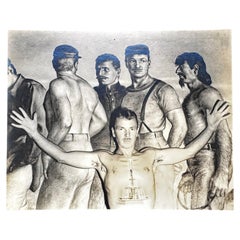 "Jared French and Calvarymen Crossing", Important Photograph by Lynes, WPA Mural