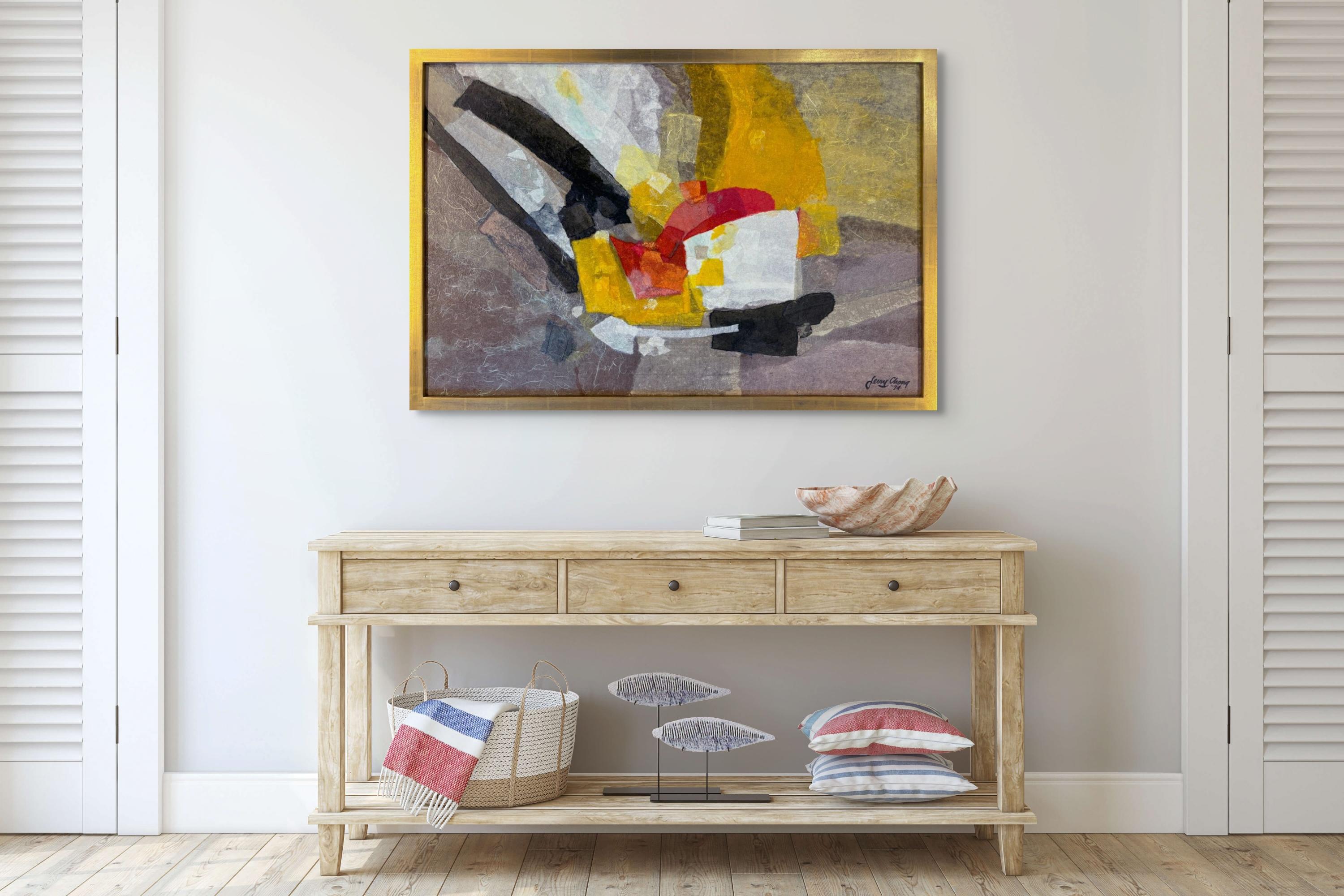 Fiesta abstrait avec jaune - Painting de Jared Young Chong