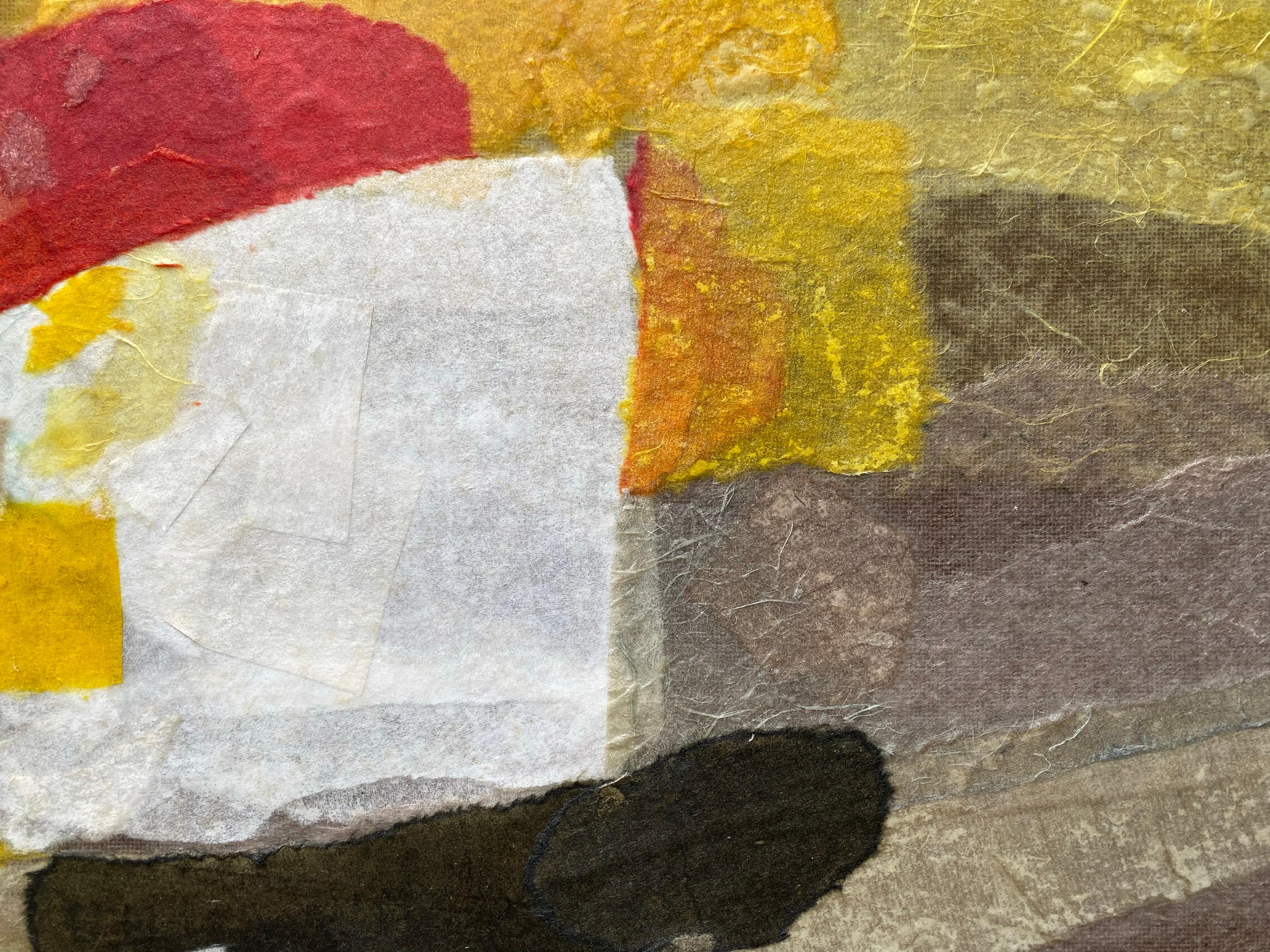 Fiesta abstrait avec jaune - Abstrait Painting par Jared Young Chong