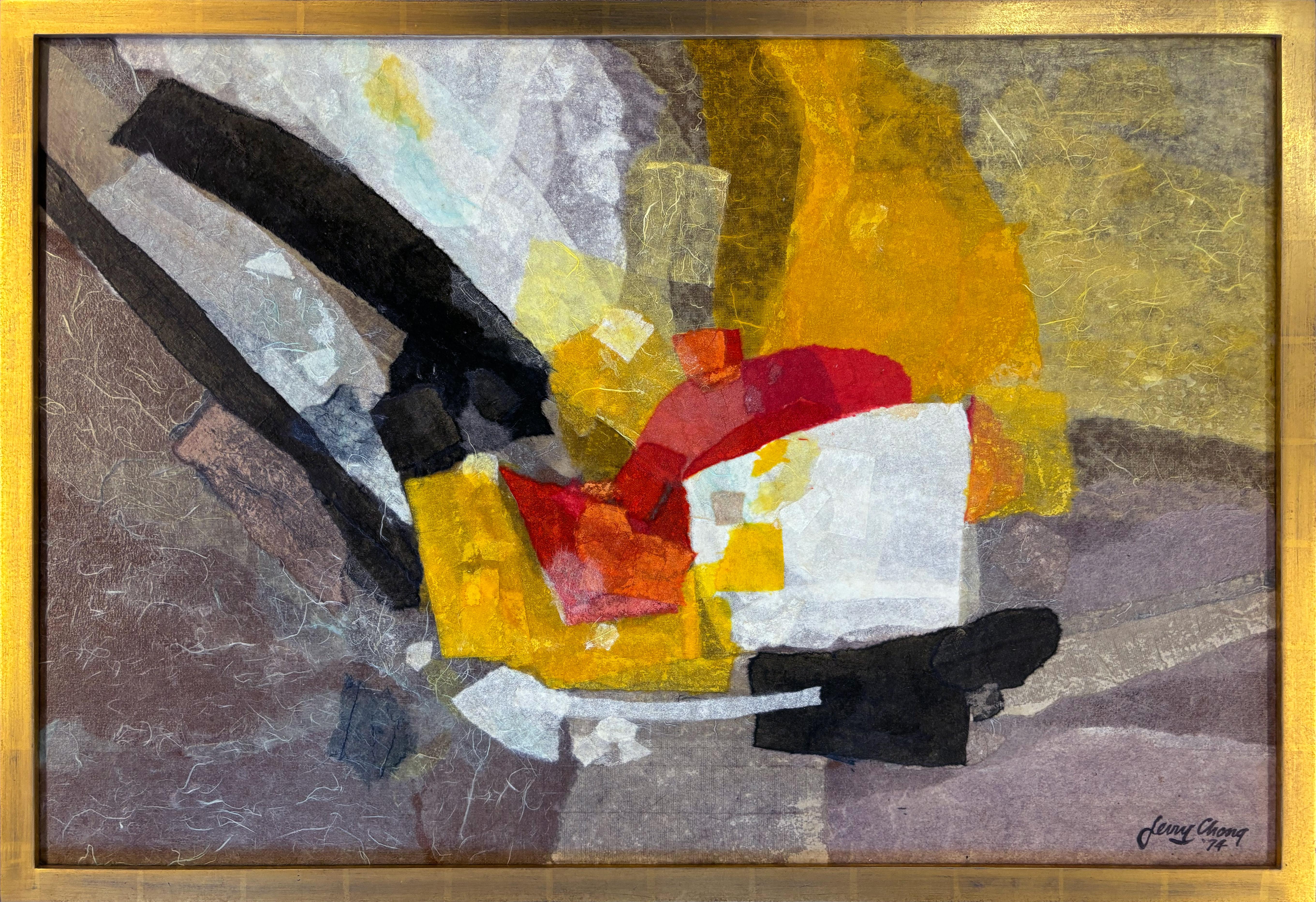 Jared Young Chong Abstract Painting – Fiesta abstrakt mit Gelb