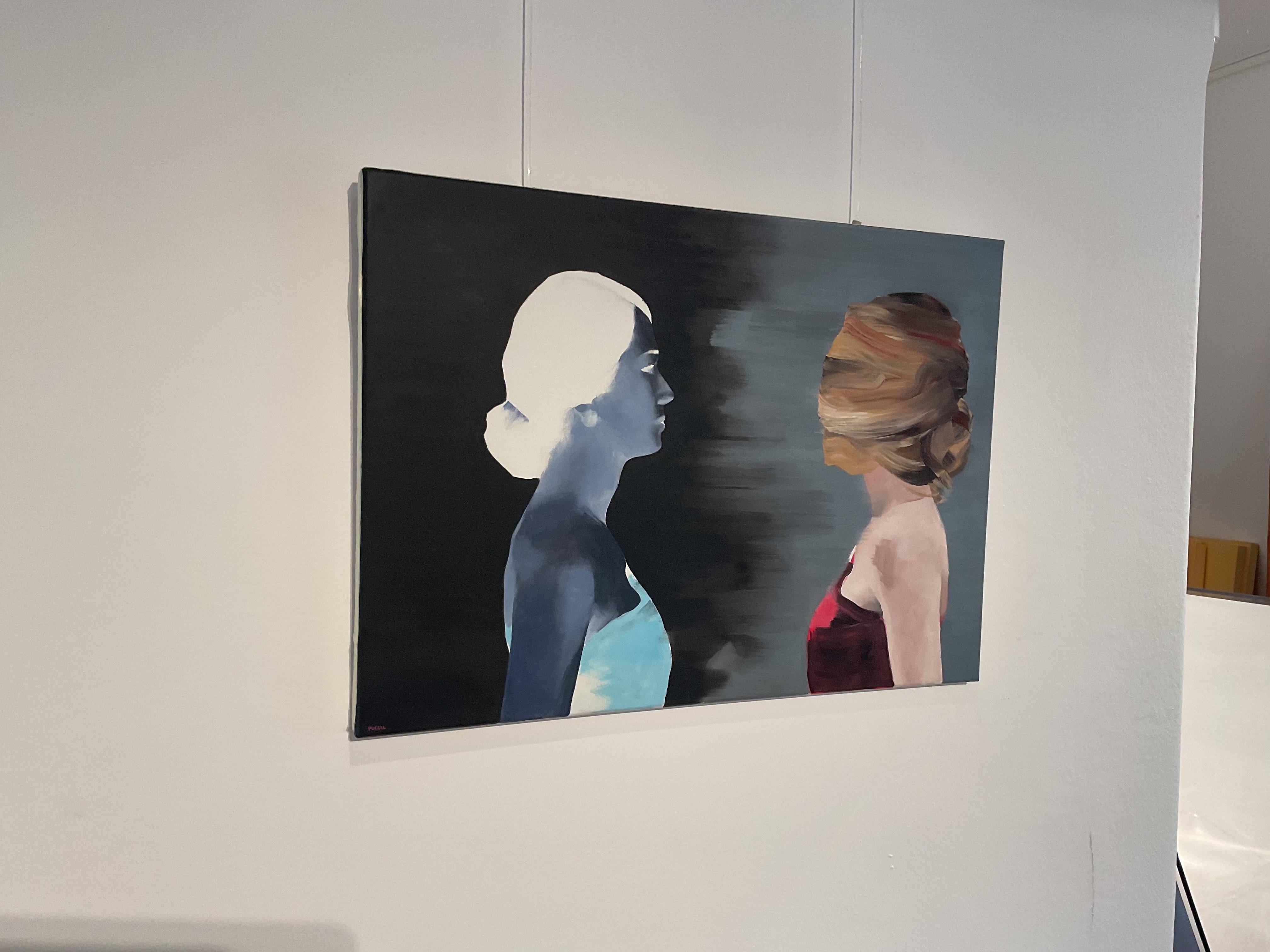 THE SHADOW II - Zeitgenössische figurative Ölmalerei, Frauenporträt im Angebot 1