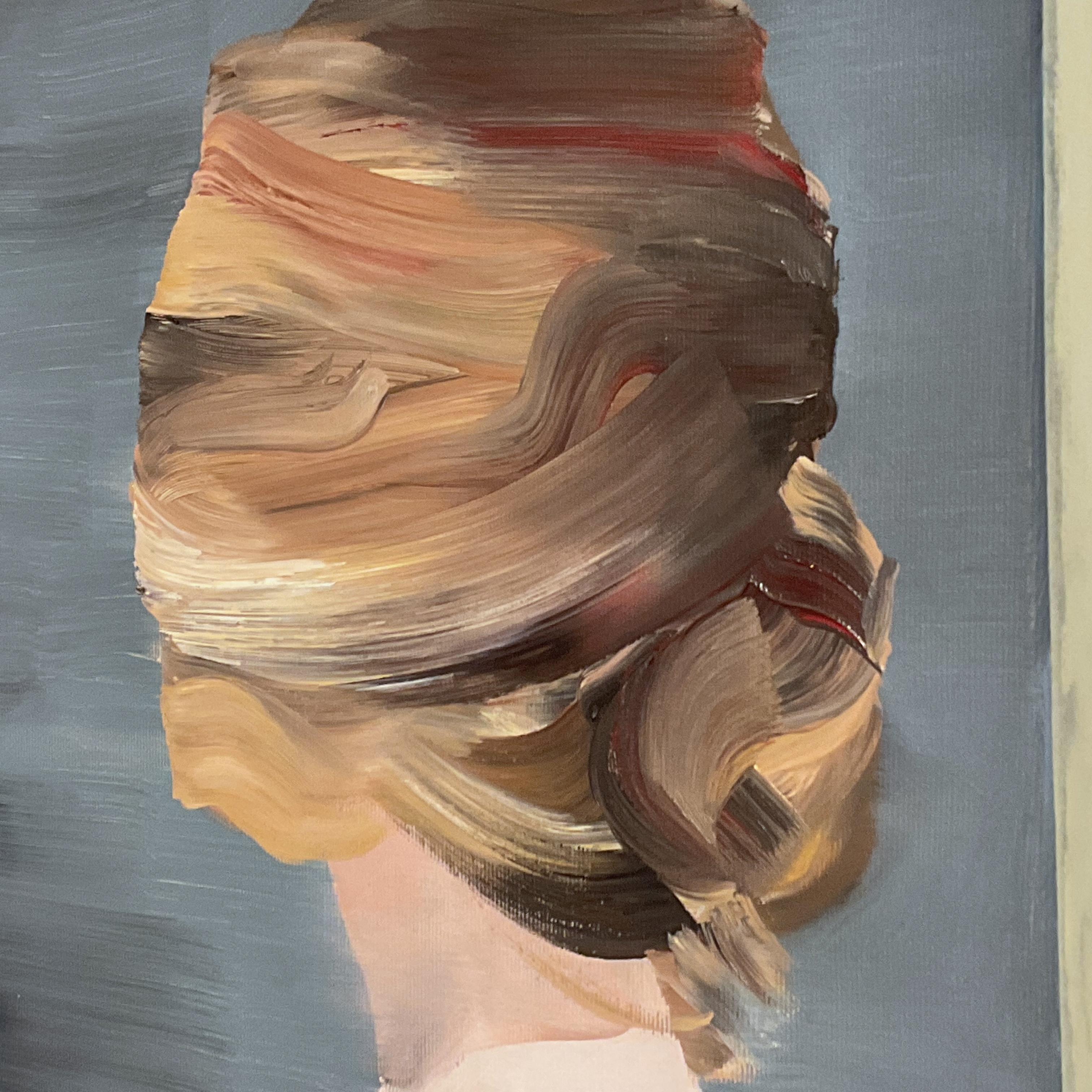 LA SOMBRA II - Pintura al óleo figurativa contemporánea, Retrato de mujer en venta 2