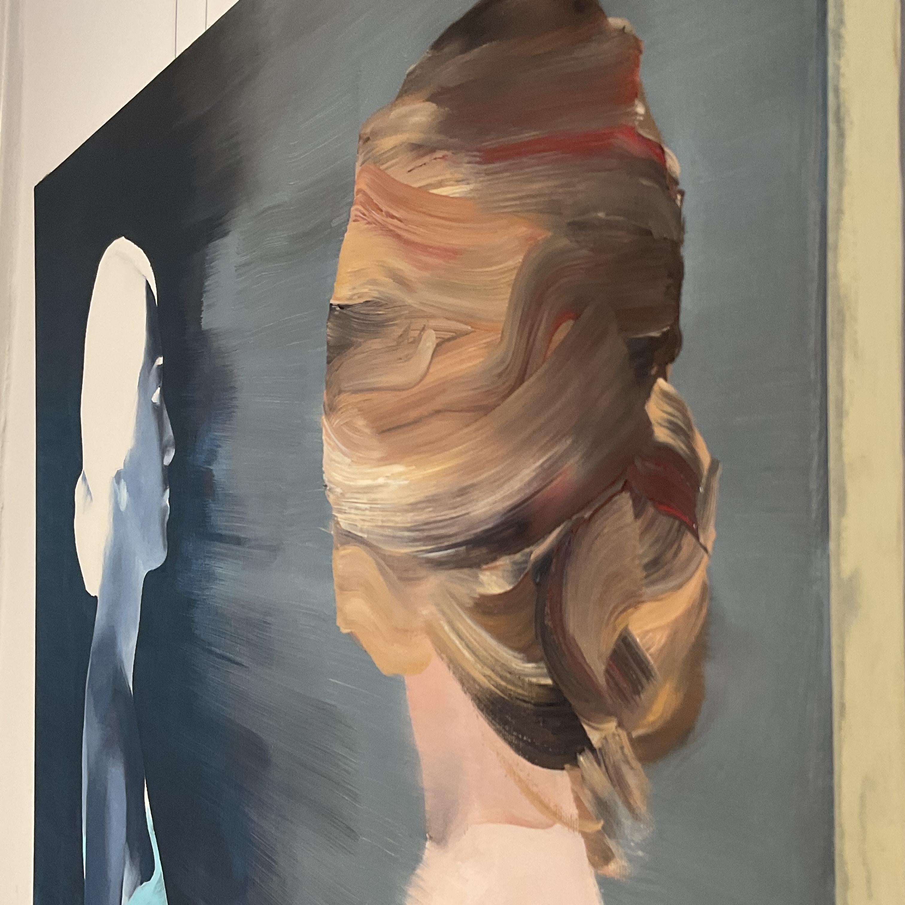 LA SOMBRA II - Pintura al óleo figurativa contemporánea, Retrato de mujer en venta 4