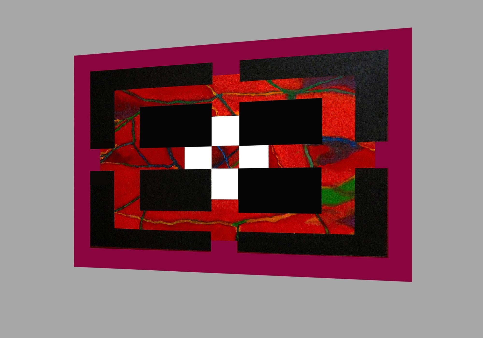 Berkeley #8, Painting, Acrylic on MDF Panel - Red Abstract Painting by Jaren Dahlstrom